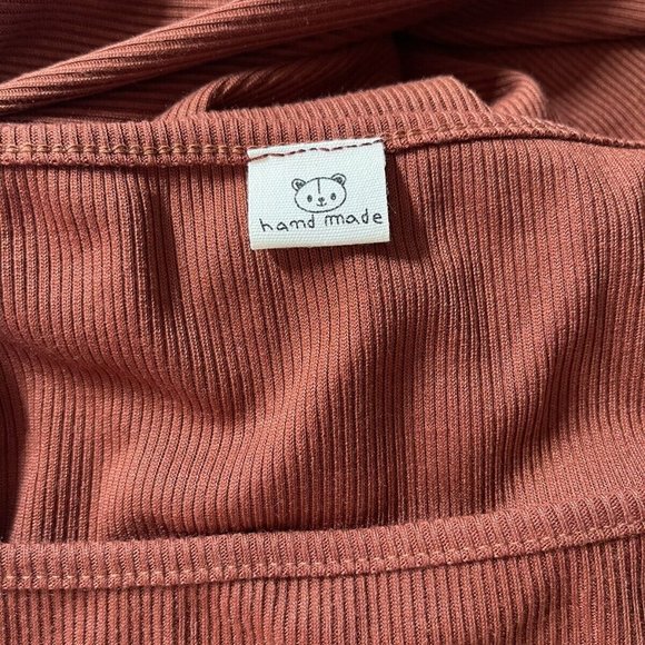 Womens Ribbed Slip Midi Dress Large L Brown Wide Straps Sleeveless Stretch - Picture 7 of 11